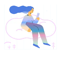 Girl on Cloud - phone - No Background PNG