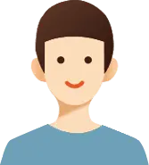 Blue-Clothed Cartoon Character - smile - No Background PNG