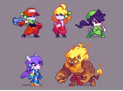 Pixel Character 1、Pixel Character 2、Pixel Character 3、Pixel Character 4、Pixel Character 5 - pixel art - Free PNG