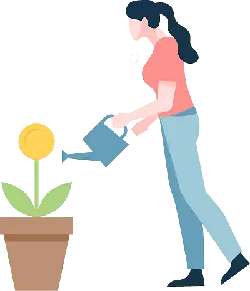 Girl Watering a Plant - pot - Transparent Background PNG