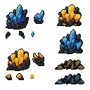 Blue and Yellow Crystal Ore Clusters - mineral - Free PNG