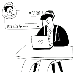 Man with hat working on a computer - hat - PNG