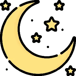 Crescent Moon and Stars - PNG