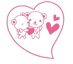 Pink Heart with Two Little Bears - heart shape - No Watermark PNG