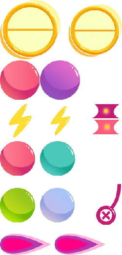 Colorful Buttons and Lightning Symbols - icon - Transparent Layer PNG