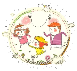A family running together - happy - Transparent Layer PNG