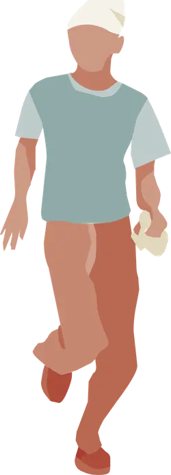 Person in Blue T-shirt and Red Pants - person - Transparent Layer PNG