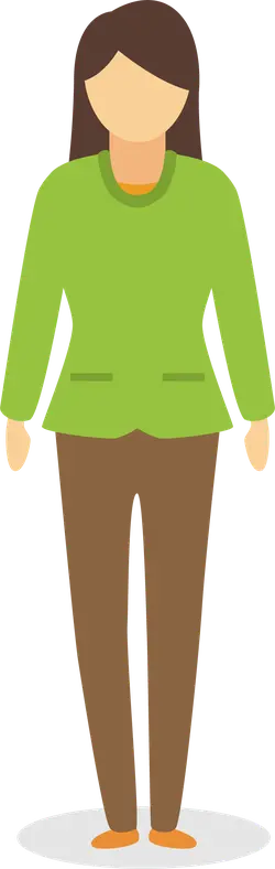Cartoon Character in Green Top and Brown Pants - green - High Resolution PNG