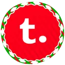 Red Circular Logo - letter T - Transparent Background PNG