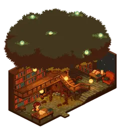 Treehouse Library - pixel art - No Background PNG