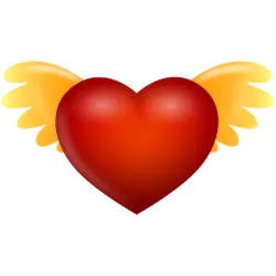 Winged Heart Emoji - yellow - Transparent Background PNG