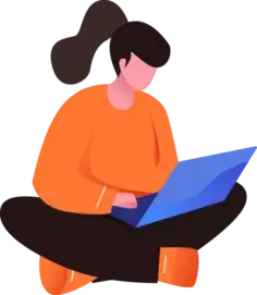 Woman in Orange Top - work - PNG Images