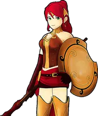 Red-haired Female Warrior - shield - red hair - Transparent Background PNG