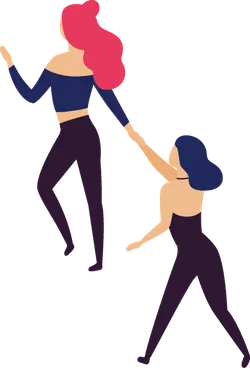 Dancing Red-Haired and Blue-Haired Girls - interaction - Lossless PNG