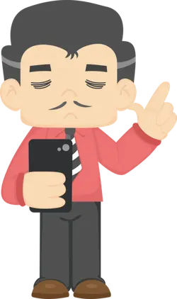 Cartoon Character with Phone - expression - High Resolution PNG