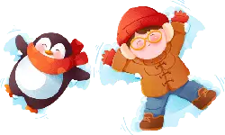 Penguin and Child in Red Hat - happy - No Background PNG