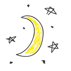 Crescent Moon and Stars - illustration - Free PNG