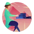 Person in Green Clothing - illustration - PNG