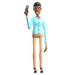 Man in Blue Shirt and Khaki Pants - smiling - High Resolution PNG