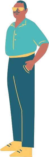 Man in Blue Shirt and Black Pants - illustration - No Background PNG