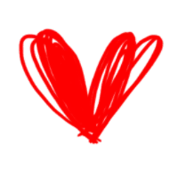 Red Heart Shape Pattern - line art - No Background PNG