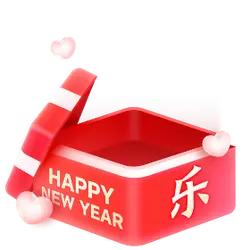 New Year Gift Box - red - PNG