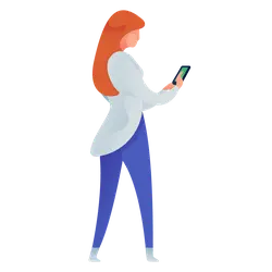 Lady Looking at Phone - modern - Lossless PNG