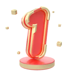 Number 1 - red - gold - PNG Images