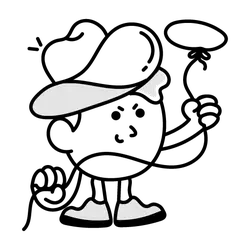 Cartoon Character with Hat - line - Transparent Layer PNG