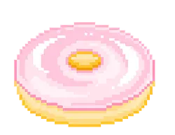 Pink Glazed Donut - pixel art - PNG Images