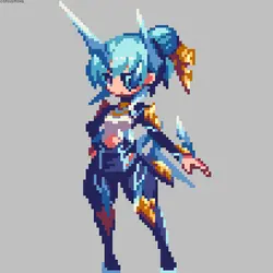 Ice Witch - pixel art - Transparent Layer PNG