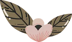 Pink Flower with Leaves - pink - Transparent Layer PNG