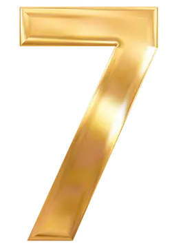 Number 7 - metal - gold - Transparent Background PNG