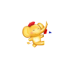 Yellow Elephant with Hat - happy - Lossless PNG