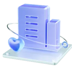 Blue Heart Building Icon - heart - Transparent Background PNG