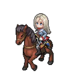 Knight Girl on Horseback - pixel art - Transparent Background PNG