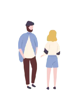 Man with Hat and Woman in Skirt - illustration - No Watermark PNG