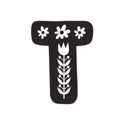 Floral Pattern on Letter T - minimalist - Free Download PNG