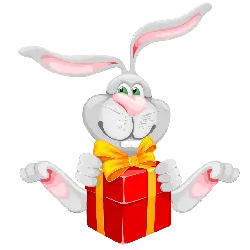 Gift Giving Rabbit - cartoon - High Resolution PNG
