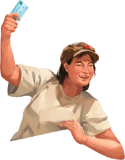 Girl Holding a Card - hat - Transparent Layer PNG