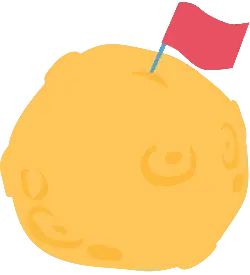 Moon with Flag - illustration - Transparent Layer PNG