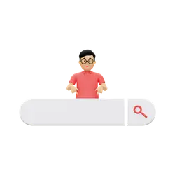 Cartoon character in search bar - red - Transparent Layer PNG