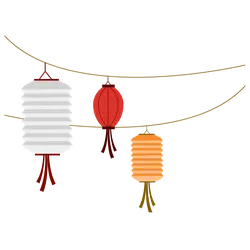 Lanterns - red - white - Transparent Layer PNG