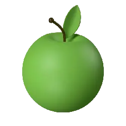 Green Apple - glossy - Transparent Background PNG
