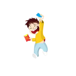 Boy with phone and red envelope - phone - PNG