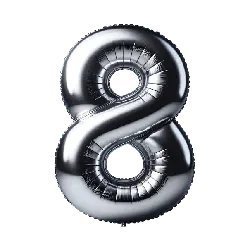 Silver Balloon Number 8 - party - Transparent Background PNG