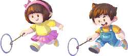 Skipping Rope Little Girl and Boy - happy - PNG Images