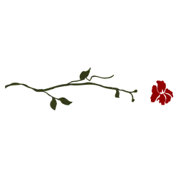Red Flower and Green Branch - plant - High Resolution PNG