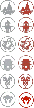 Eastern Architectural Style Icon Set - red - PNG