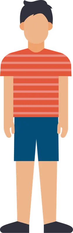 Boy in striped T-shirt and shorts - illustration - Free Download PNG